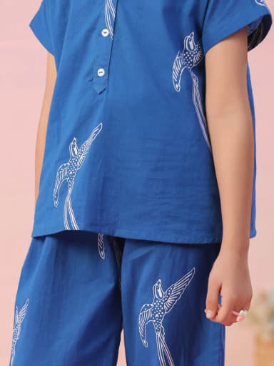 Sparrow Printed Cotton Kids Night Suit